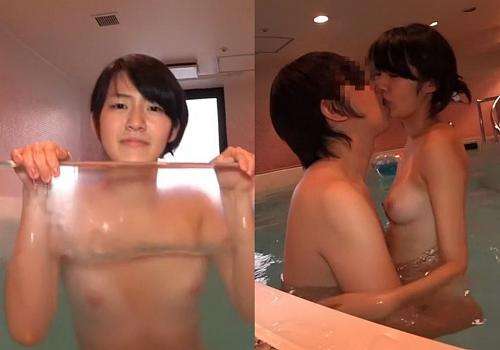 天真爛漫な1○歳のロリJKが全裸でプールで泳がされ、水中でベロチューセックス！【エロ動画 天鹿】